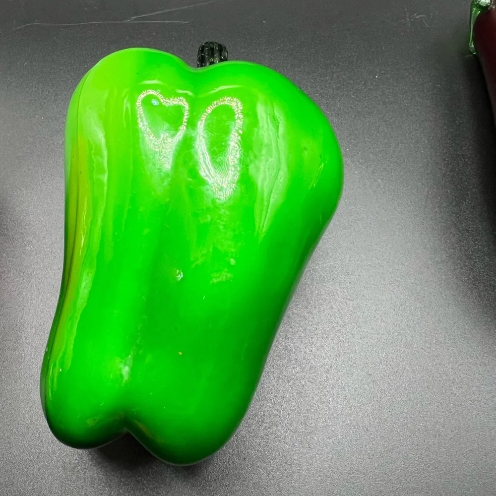 Art Glass Vegetable Veggie Fruit Tomato Green Pepper Eggplant Decor